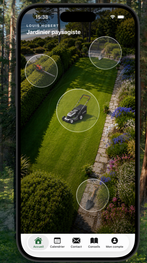 Aperçu de l'application Mon Jardinier sur iPhone